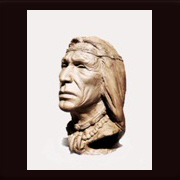 Indieanerhäuptling, Kopf eines Indianers aus Terrakotta 
